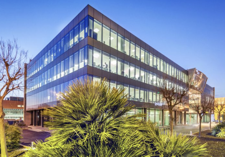 CTTI Generalitat de Catalunya office building at dusk
